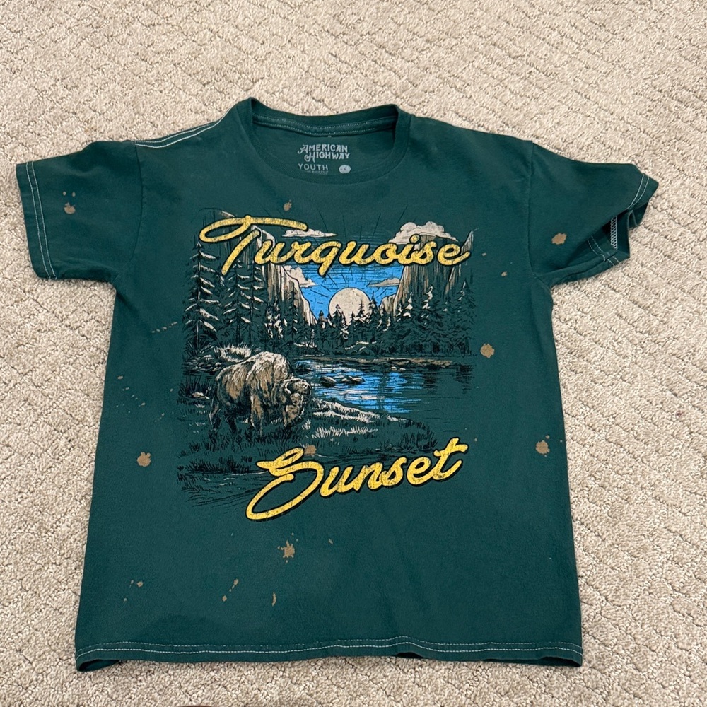 Turquoise Sunset Graphic Tee for Kids